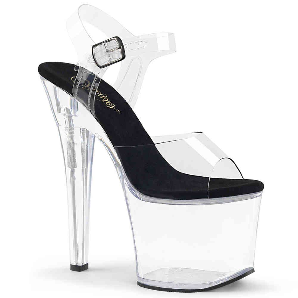 Pleaser - RADIANT708 Sandale à bride à la cheville, Pole dance chaussures - Chaussures de pole dance - Transparent Product image
